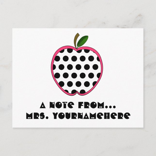 Carte postale de l'enseignant - Polka Dot Apple (Devant)