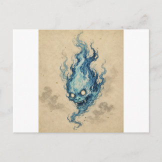 Carte postale de l'esprit de la flamme dorée Onibi