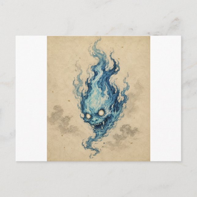 Carte postale de l'esprit de la flamme dorée Onibi (Devant)