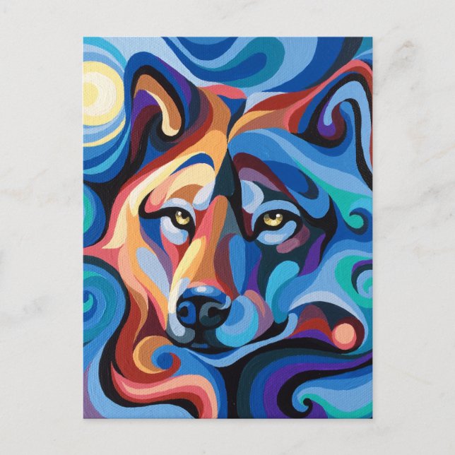 Carte postale de l'esprit du loup Swirl Spirits An (Devant)