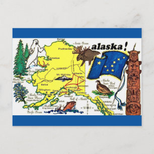 Carte postale de l'État d'Alaska