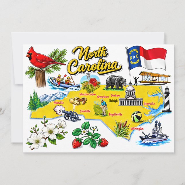 Carte postale de l'État de Caroline du Nord à l'aq (Devant)