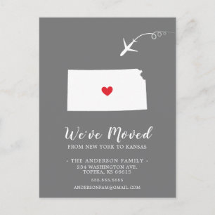 Carte postale de l'État de déménagement KANSAS