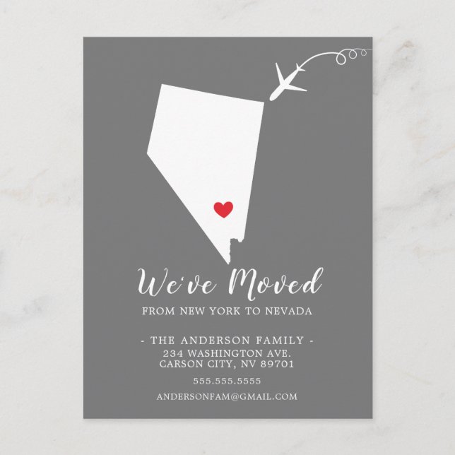 Carte postale de l'État de déménagement NEVADA (Devant)