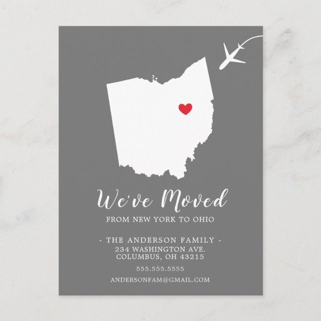 Carte postale de l'État de déménagement OHIO (Devant)