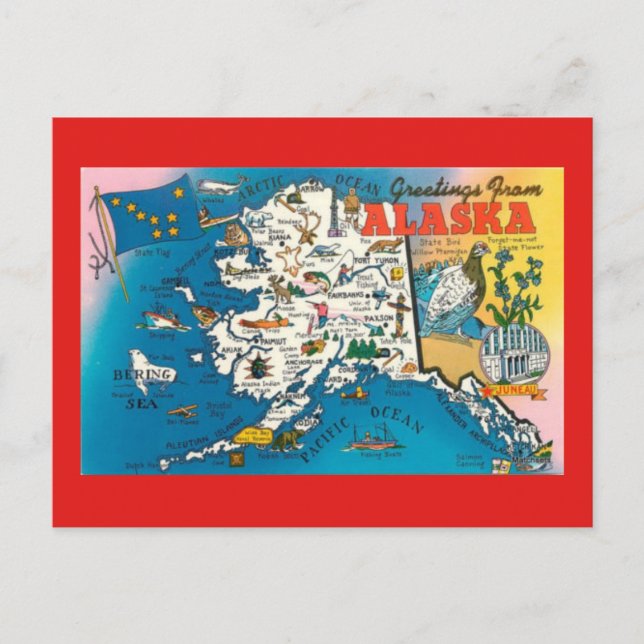 Carte postale de l'état de l'Alaska (Devant)