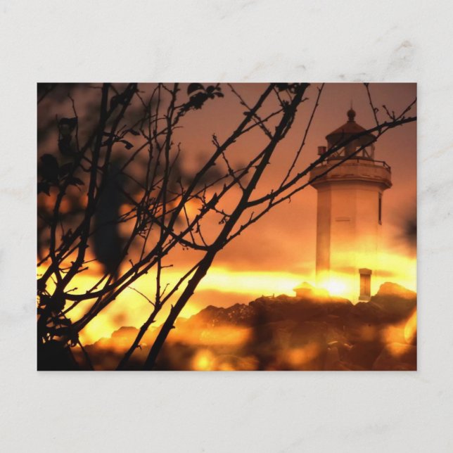 Carte postale de l'État de Washington - Phare au c (Devant)