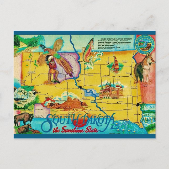 Carte postale de l'État du Dakota du Sud  (Devant)