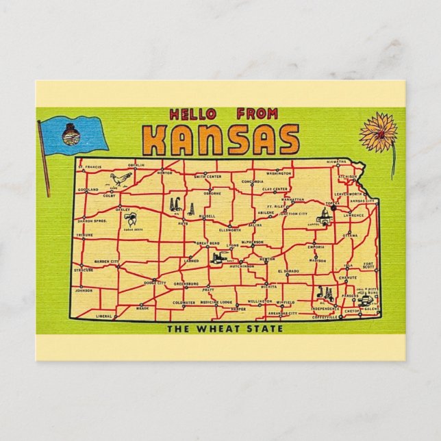 Carte postale de l'État du Kansas (Devant)