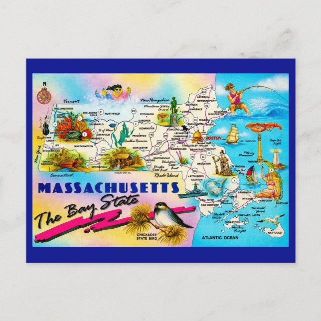Carte postale de l'État du Massachusetts (Devant)