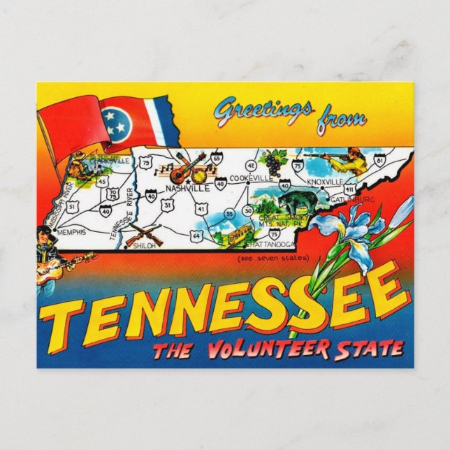 Carte postale de l'État du Tennessee Volunteer (Devant)