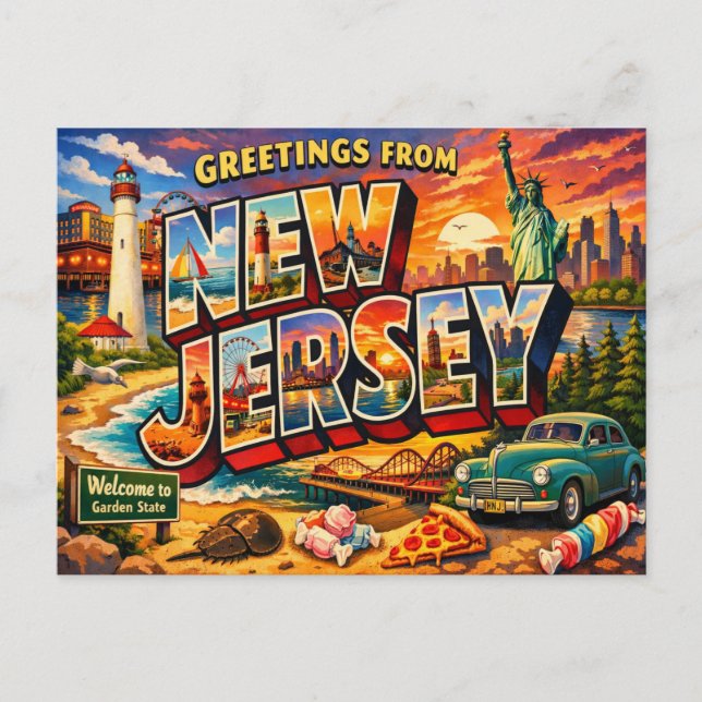 Carte postale de l'État "Greetings From"  (Devant)