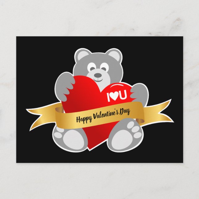 Carte postale de l'Heureuse Sainte-Valentin Teddy  (Devant)
