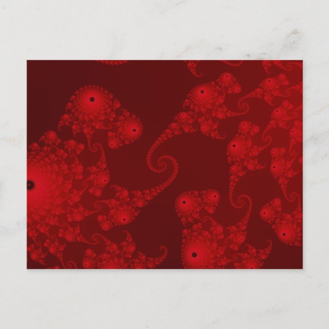 Carte postale de l'hippocampe rouge profond (Devant)