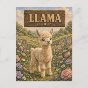 Carte postale de l'histoire mignonne du bébé lama