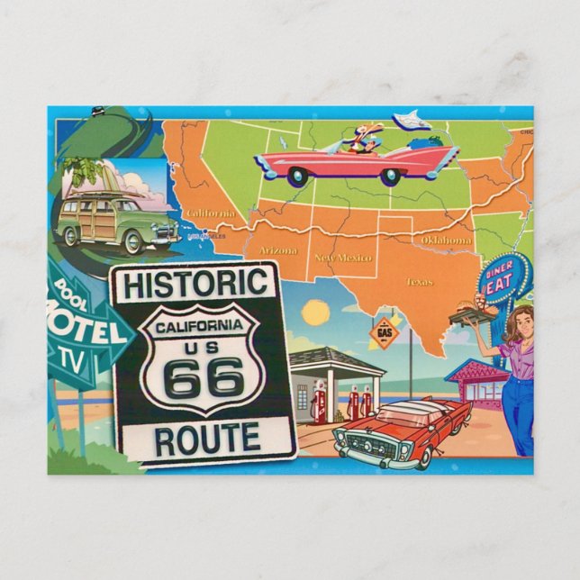 Carte postale de l'Historique Route 66 (Devant)