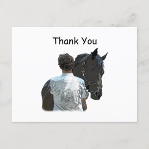 Carte postale de l'homme tenant un cheval