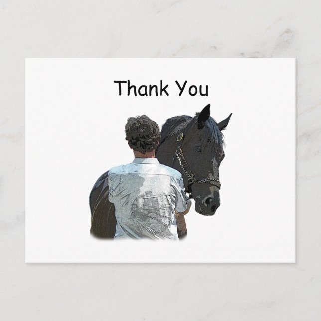 Carte postale de l'homme tenant un cheval (Devant)