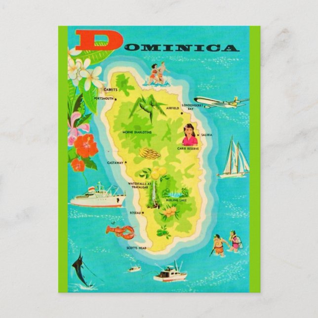 Carte postale de l'île caraïbe de Dominique (Devant)