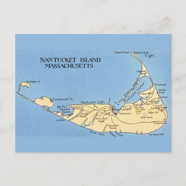 Carte postale de l'île de Nantucket très bleue (Devant)