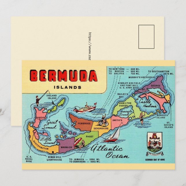 Carte postale de l'île des Bermudes 5x7 (Devant / Derrière)