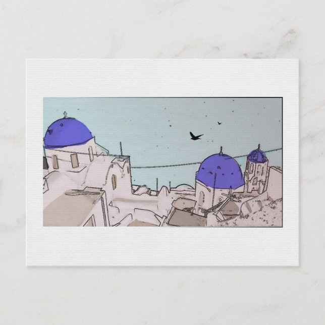 Carte postale de l'île grecque de Santorin (Devant)