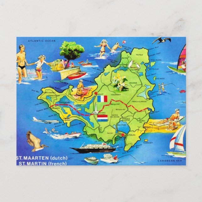 Carte postale de l'île Saint-Martin (Devant)