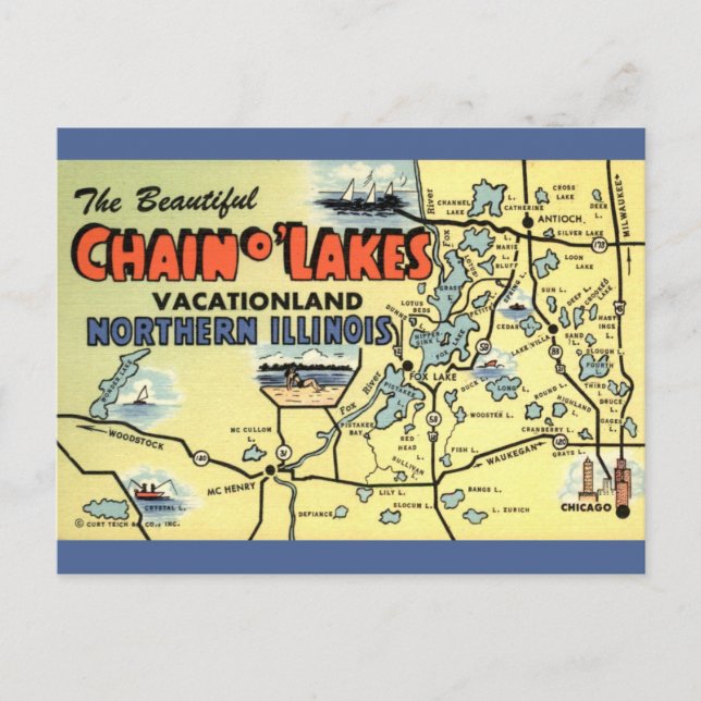 Carte postale de l'Illinois - Chaîne des lacs (Devant)