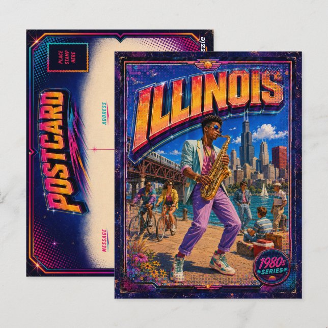 Carte postale de l'Illinois des années 80 Rétro (Devant / Derrière)