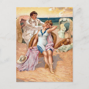 Carte postale de l'illustration de plage Vintage K