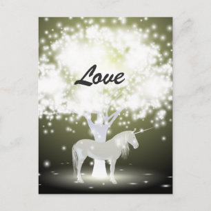 Carte postale de l'Imaginaire mystique Unicorn Lov