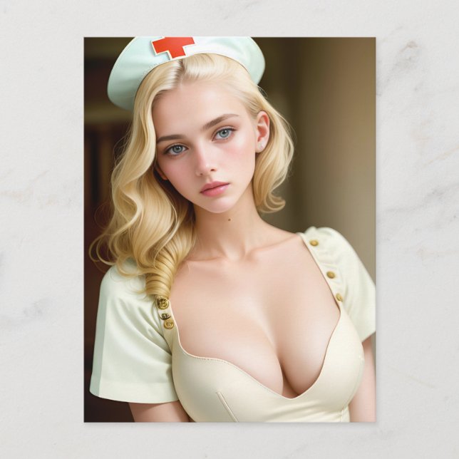 Carte postale de l'infirmière blonde sexy (Devant)