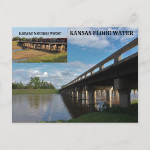 Carte postale de l'inondation du Kansas et de l'ea