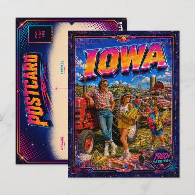 Carte postale de l'Iowa des années 80 Rétro (Devant / Derrière)