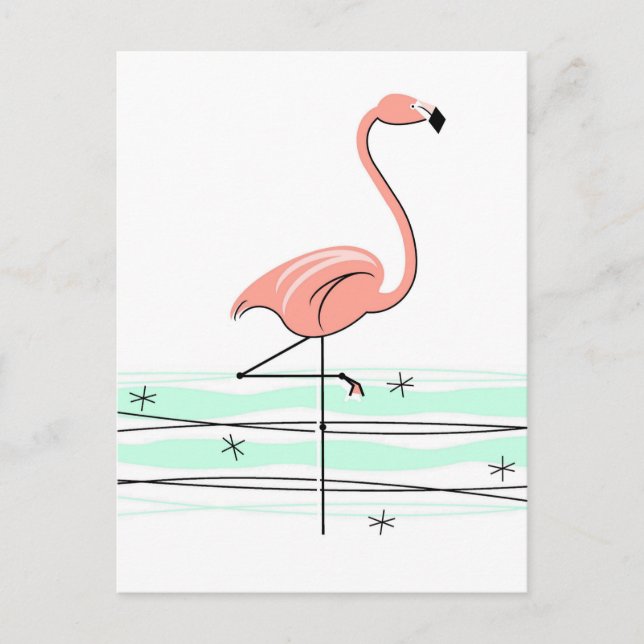 Carte postale de l'océan aux flamants roses (Devant)