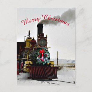Carte postale de locomotive de train de Noël
