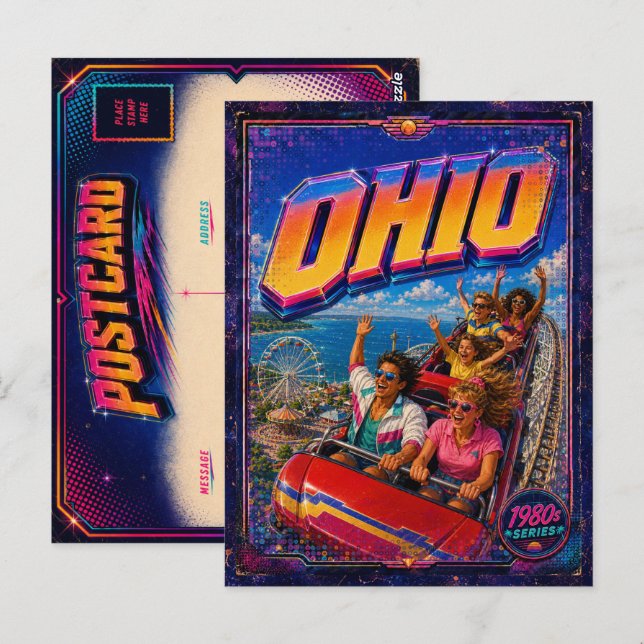 Carte postale de l'Ohio des années 80 Rétro (Devant / Derrière)