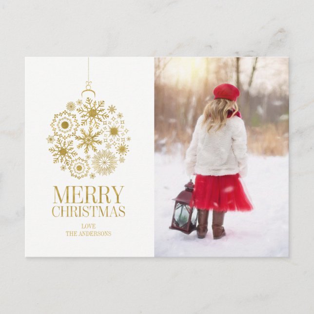 Carte postale de l'ornement Gold Snowflake (Devant)
