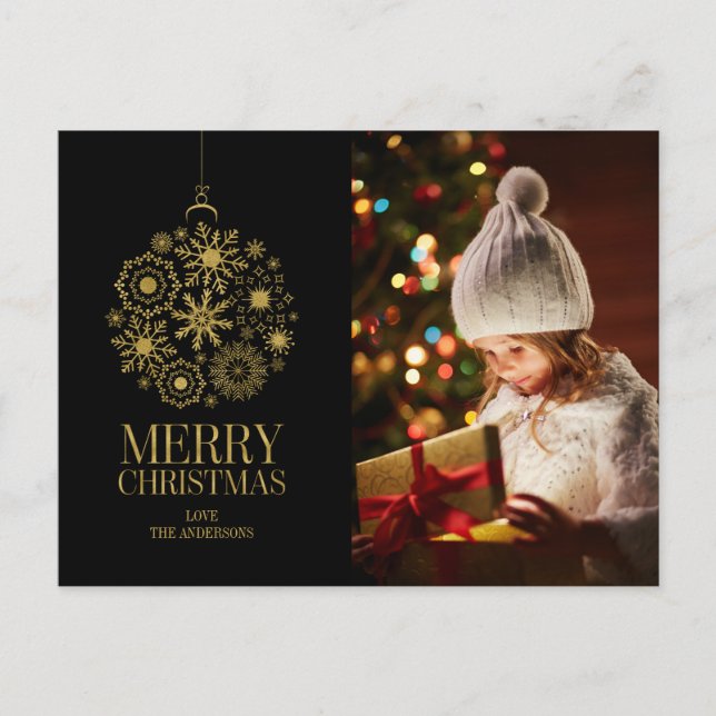 Carte postale de l'ornement Gold Snowflake (Devant)