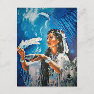 Carte postale de loup amérindien Peinture par Frey