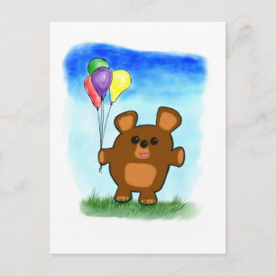 Carte postale de l'ours d'anniversaire mignon