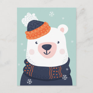 Carte postale de l'ours d'hiver mignon