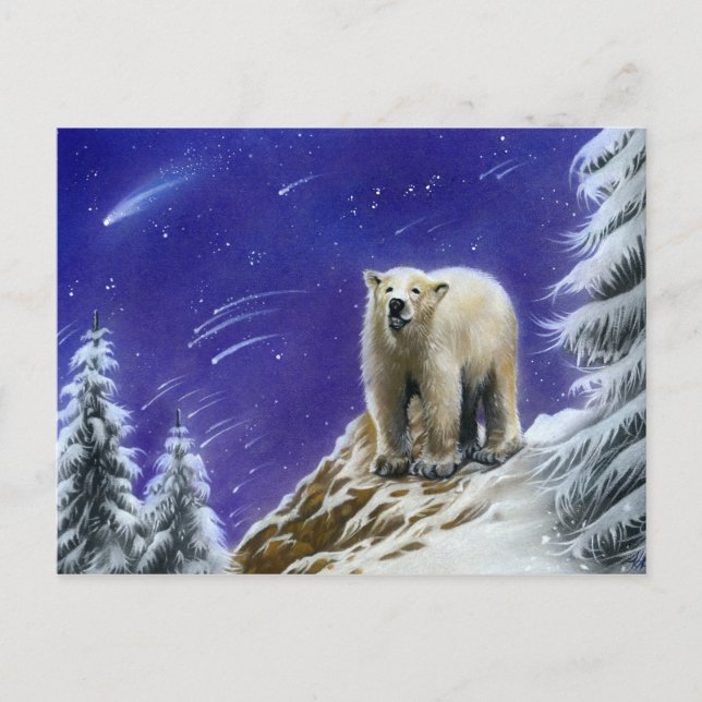 Carte postale de l'ours polaire Northern Lights (Devant)