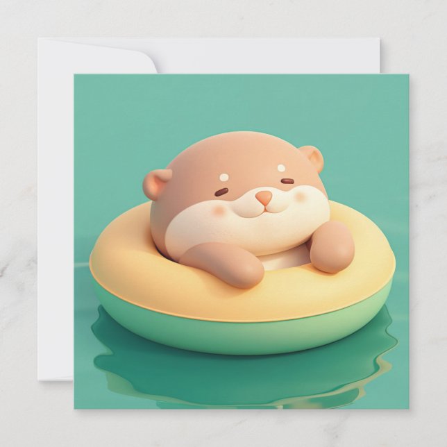 Carte postale de loutre de mer en argile 3D flotta (Devant)
