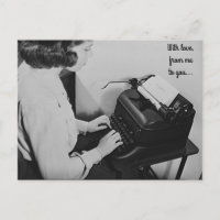 Carte postale de machine à écrire vintage avec amo