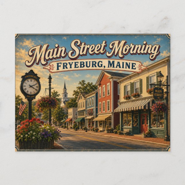 Carte postale de Main Street Morning Fryeburg Main (Devant)