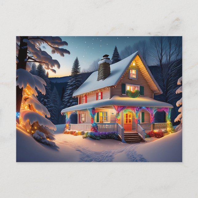 Carte postale de maison de Noël magnifiquement déc (Devant)