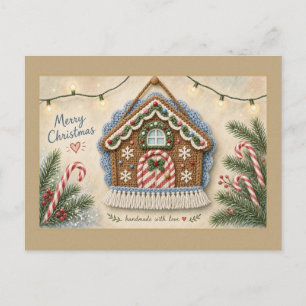 Carte postale de maison en pain d'épices au croche