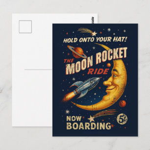 Carte postale de manège de fusée lunaire – Rétro s