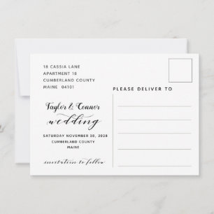 Carte postale de mariage à calligraphie rustique p